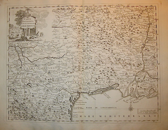 Albrizzi Giambattista (1698-1777) Carta geografica del Governo della Linguadocca 1750 Venezia 